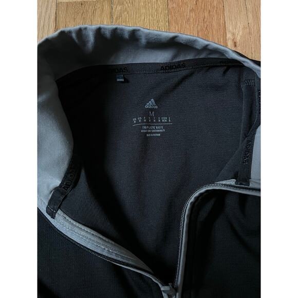 Adidas Mens Athletic Lightweight Half Zip Athleisure Black Golf Top Sz M - Picture 12 of 16